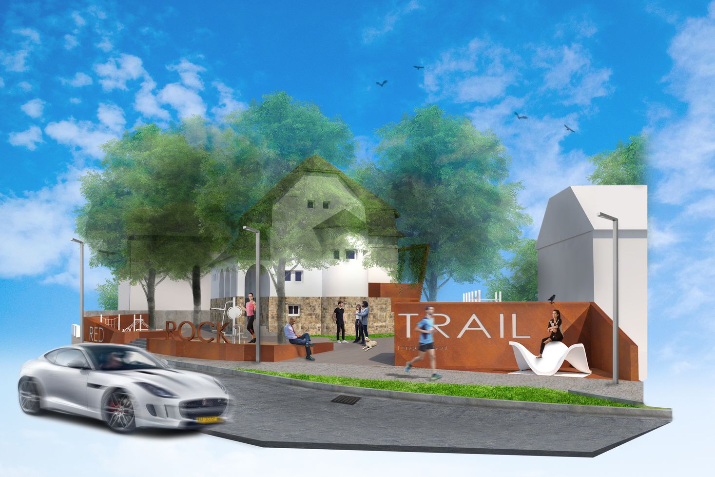 Kabaisercher: Lénger Schoul visual render showing the final plans from a street view