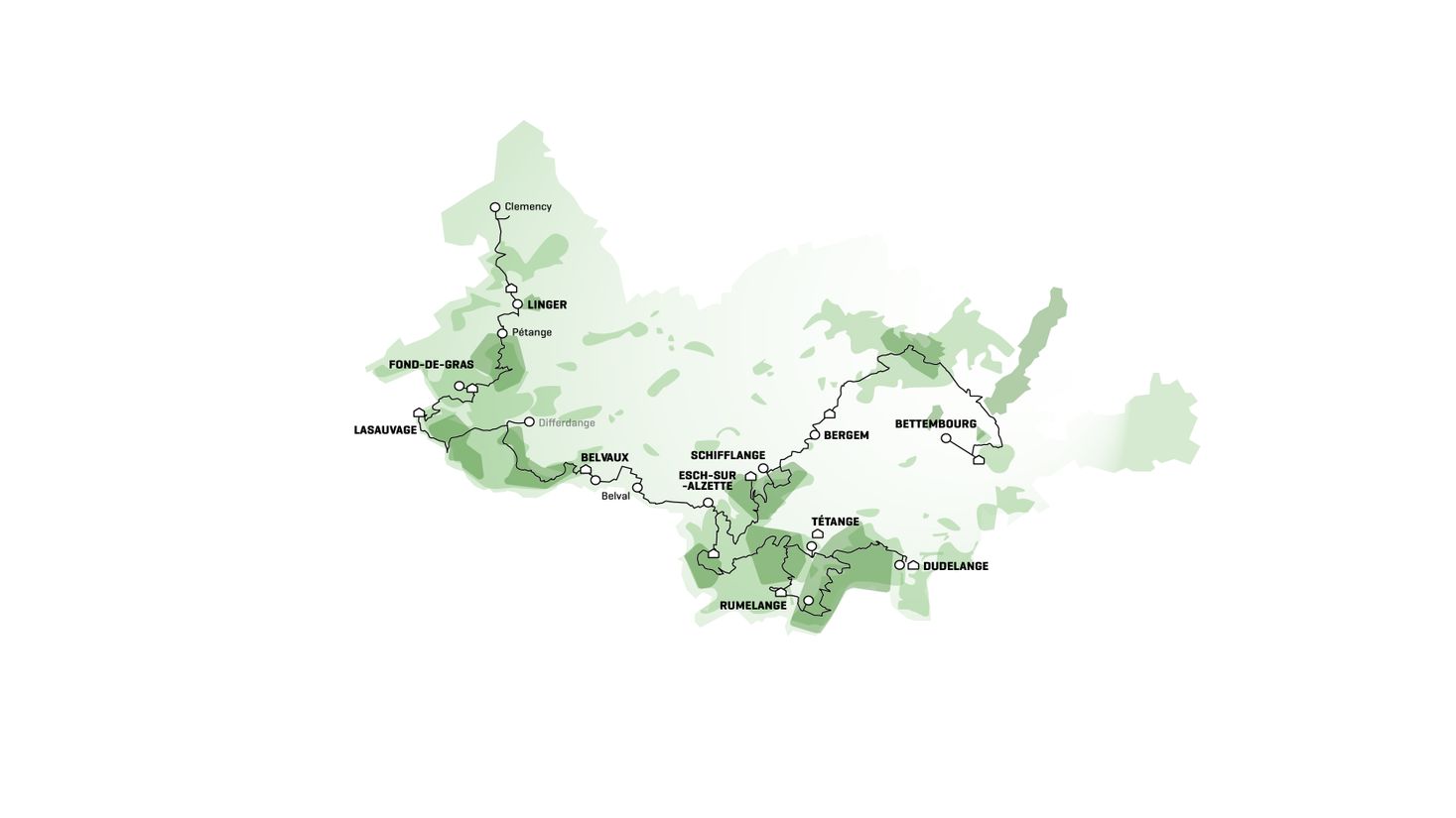 Map of the Minett UNESCO Biosphere region and its nature reserves